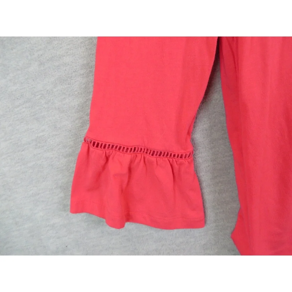 Boden Womens Shirt 8 Pink Knit Pullover Peasant Bellsleeve Boho Crochet Festival